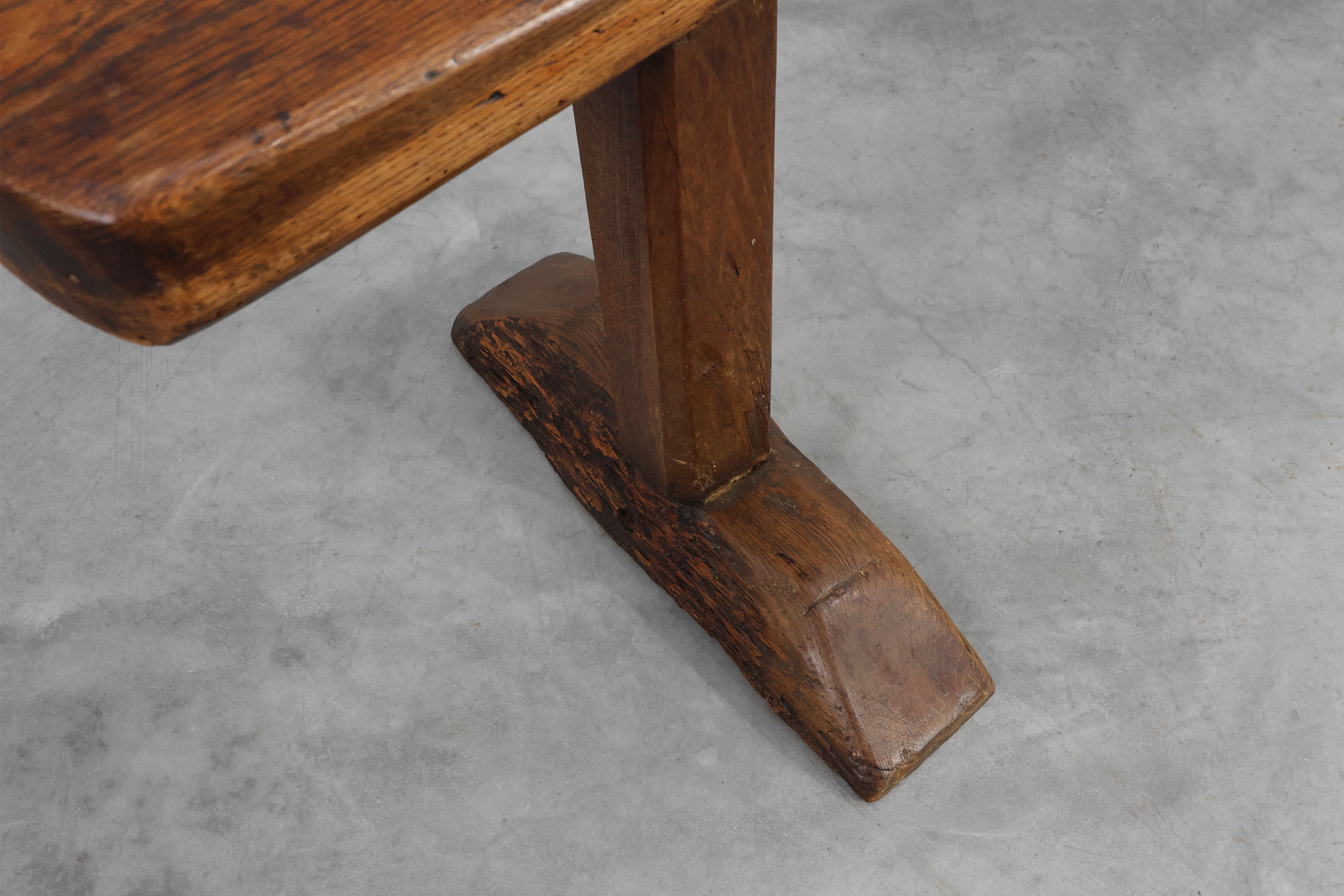 Pair of rustic Oak Benches, France, 1850thumbnail